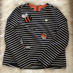 Stripe long sleeve tee with patches